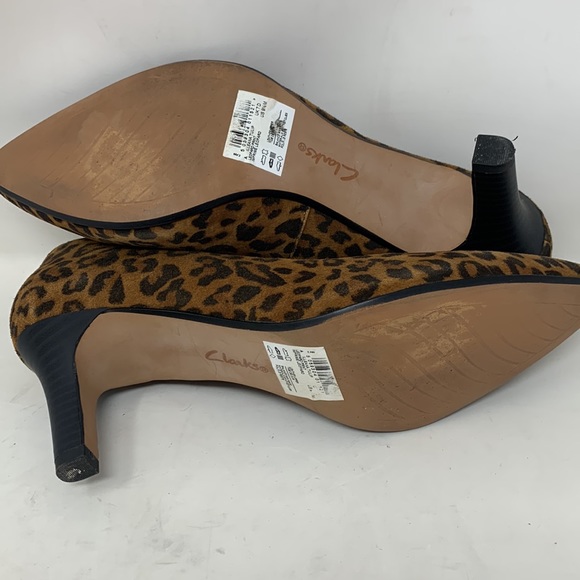 Clarks Illeana Tulip Leopard print leather upper high heel pumps shoes comfort - Picture 6 of 9